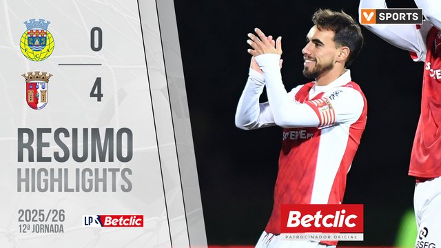 Liga Portugal Betclic (12ªJ): Resumo Arouca 0-4 Braga