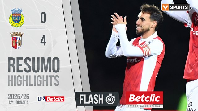 Liga Portugal Betclic (12ªJ): Resumo Flash Arouca 0-4 Braga
