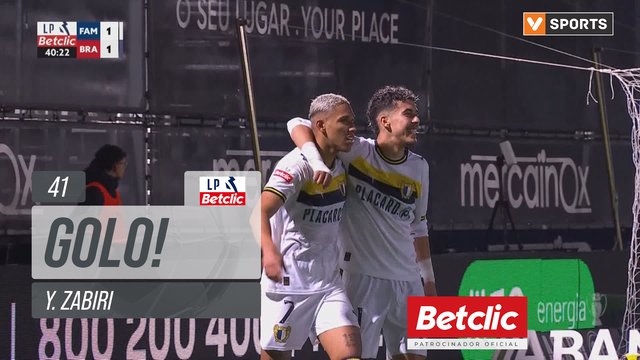 GOLO! Famalicão, Y. Zabiri aos 41', Famalicão 1-1 Braga