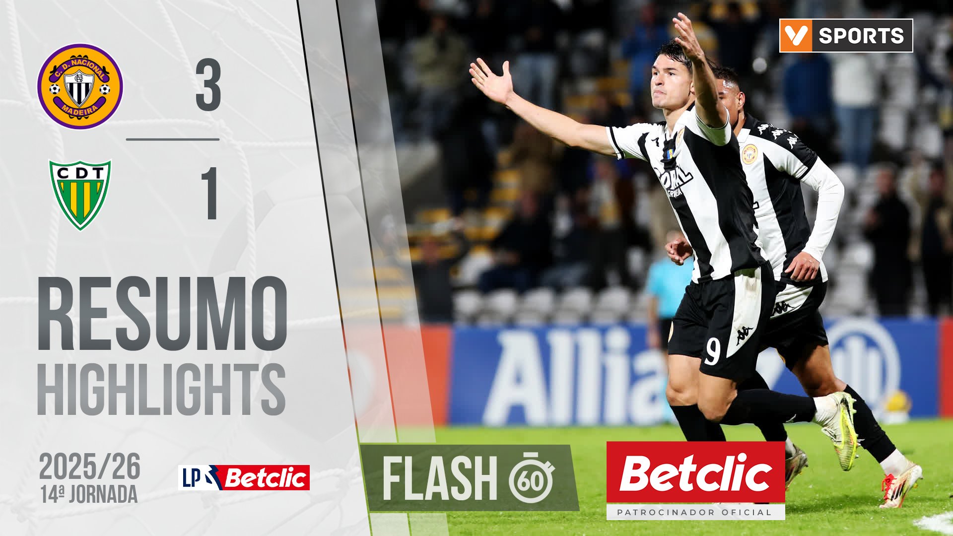 Liga Portugal Betclic (14ªJ): Resumo Flash Nacional 3-1 Tondela