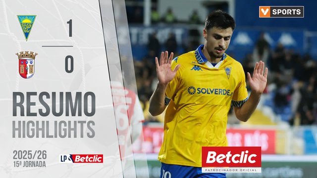 Liga Portugal Betclic (15ªJ): Resumo Estoril 1-0 Braga