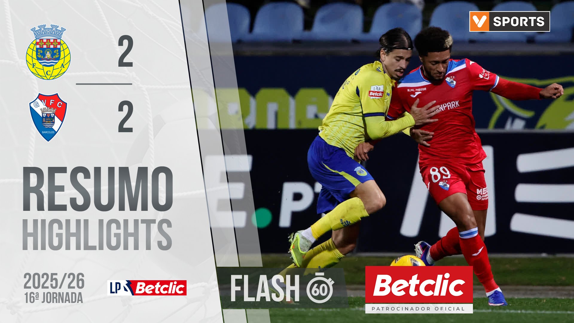 Liga Portugal Betclic (16ªJ): Resumo Flash Arouca 2-2 Gil Vicente