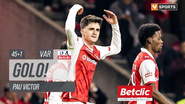 GOLO! Braga, Pau Victor aos 45'+1', Braga 2-1 Benfica