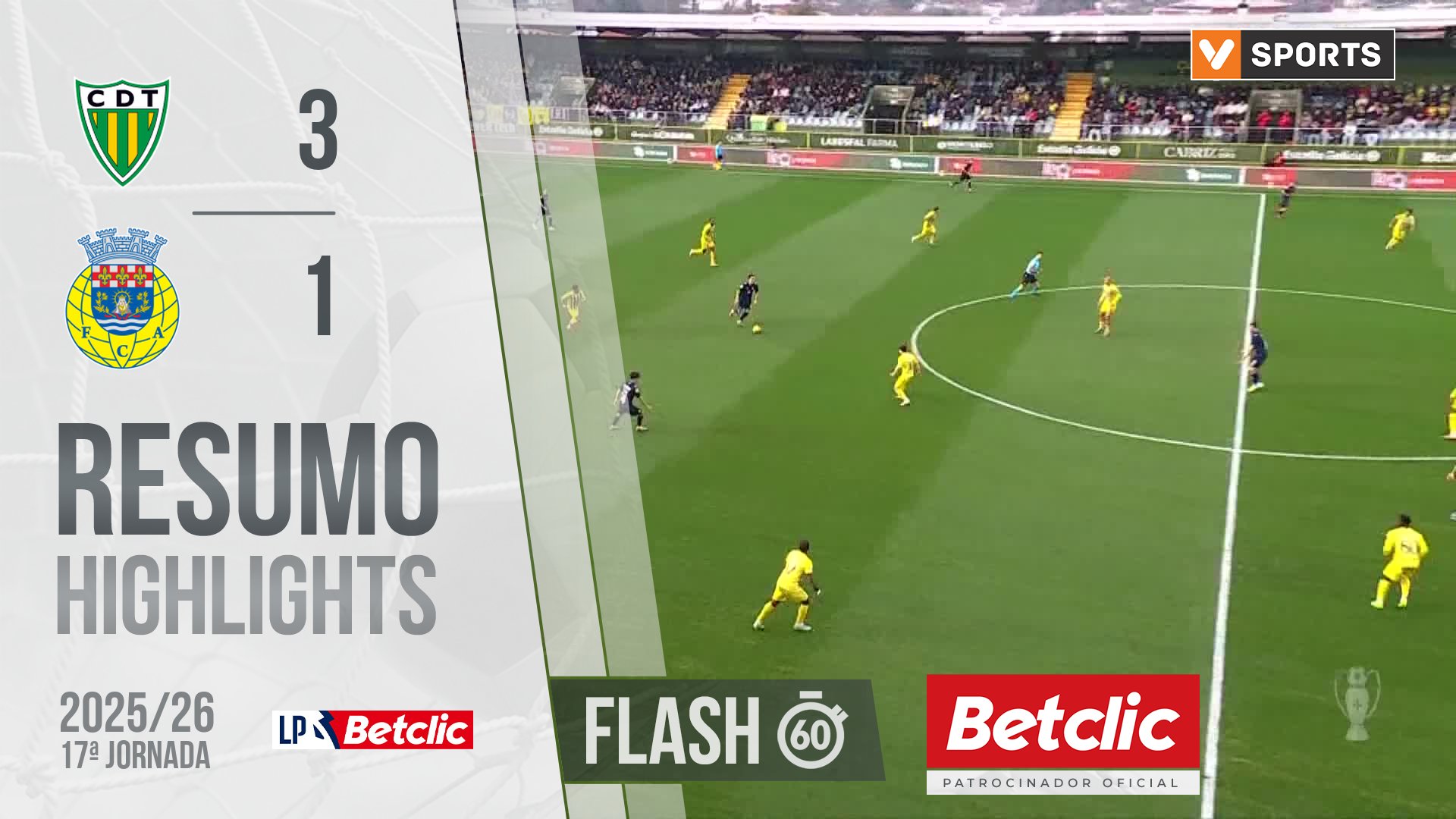 Liga Portugal Betclic (17ªJ): Resumo Flash CD Tondela 3-1 FC Arouca