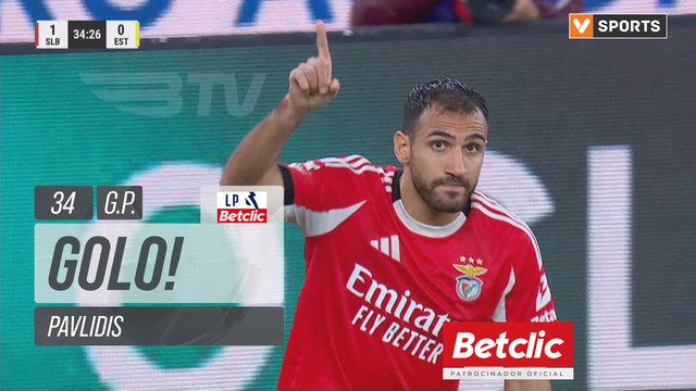 GOLO! Benfica, Pavlidis aos 34', Benfica 1-0 Estoril