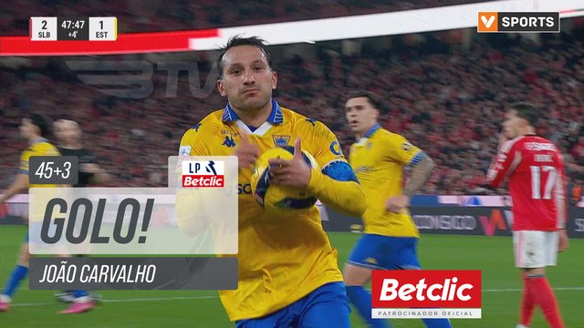 GOLO! Estoril, João Carvalho aos 45'+3', Benfica 2-1 Estoril