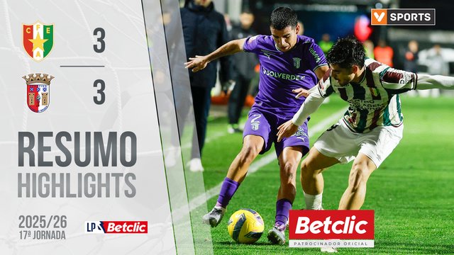 Liga Portugal Betclic (17ªJ): Resumo Estrela Amadora 3-3 SC Braga