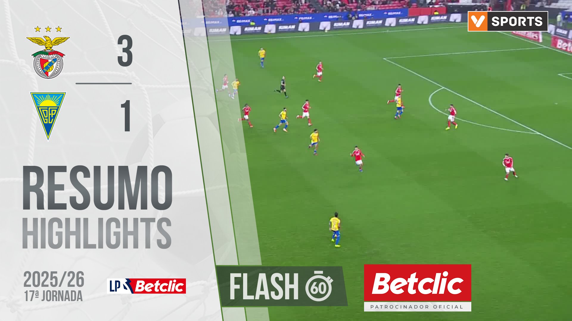 Liga Portugal Betclic (17ªJ): Resumo Flash Benfica 3-1 Estoril