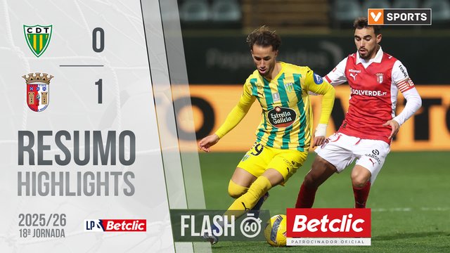 Liga Portugal Betclic (18ªJ): Resumo Flash Tondela 0-1 Braga