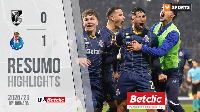 Liga Portugal Betclic (18ªJ): Resumo Vitória SC 0-1 FC Porto