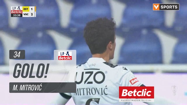 GOLO! Vitória SC, M. Mitrović aos 34', Estoril 1-2 Vitória SC