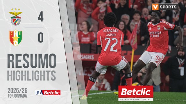 Liga Portugal Betclic (19ªJ): Resumo Benfica 4-0 Estrela Amadora
