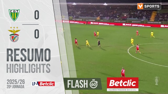 Liga Portugal Betclic (20ªJ): Resumo Flash Tondela 0-0 Benfica