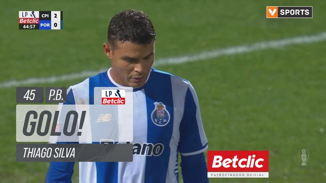 GOLO! Casa Pia, Thiago Silva (p.b.) aos 45', Casa Pia 2-0 FC Porto