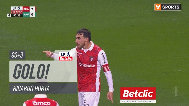 GOLO! Braga, Ricardo Horta aos 90'+3', Braga 3-0 Rio Ave
