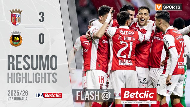 Liga Portugal Betclic (21ªJ): Resumo Flash Braga 3-0 Rio Ave