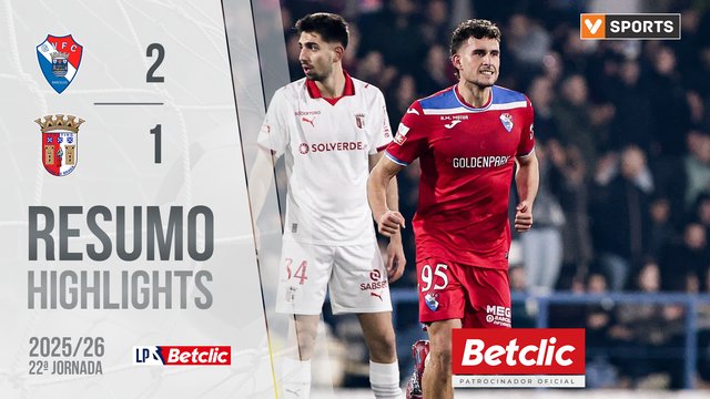 Liga Portugal Betclic (22ªJ): Resumo Gil Vicente 2-1 Braga