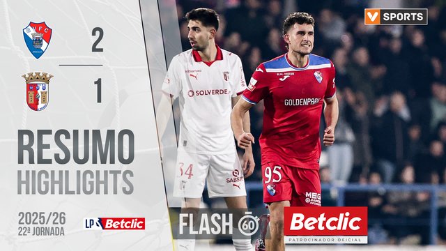Liga Portugal Betclic (22ªJ): Resumo Flash Gil Vicente 2-1 Braga