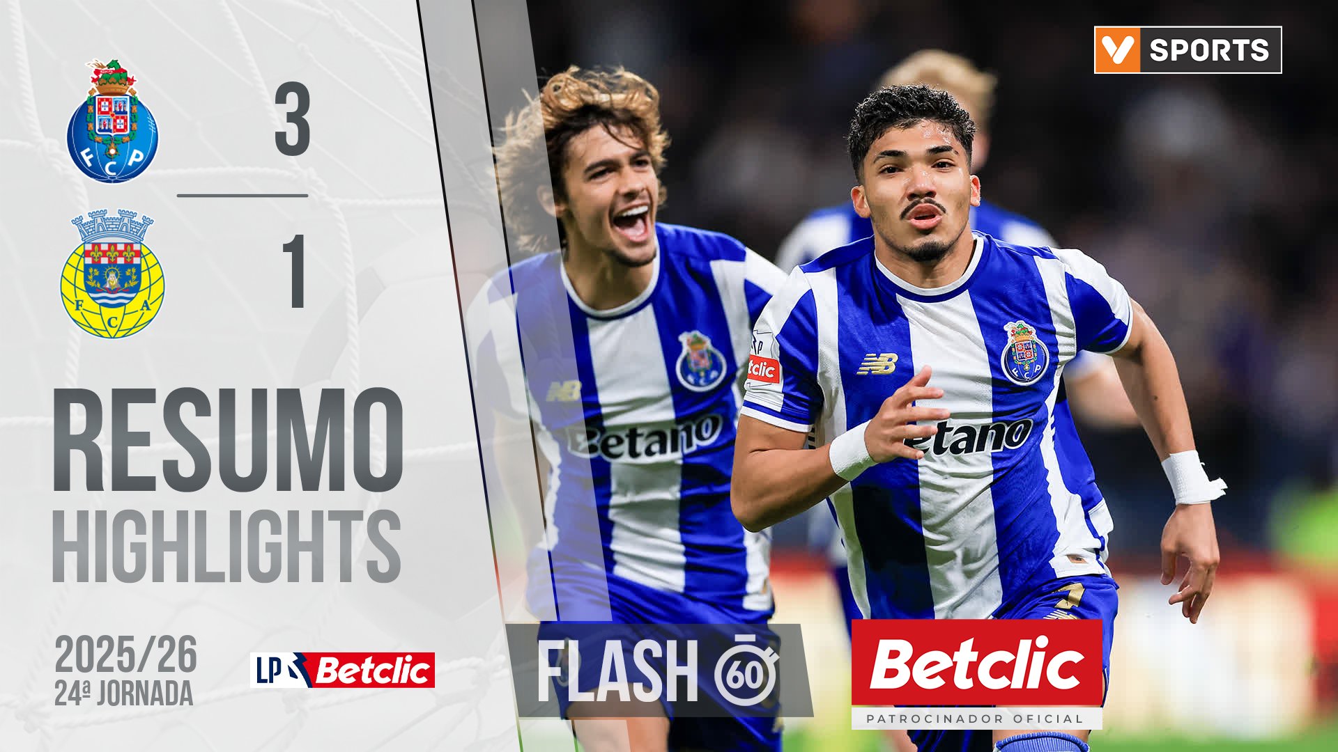 Liga Portugal Betclic (24ªJ): Resumo Flash FC Porto 3-1 Arouca