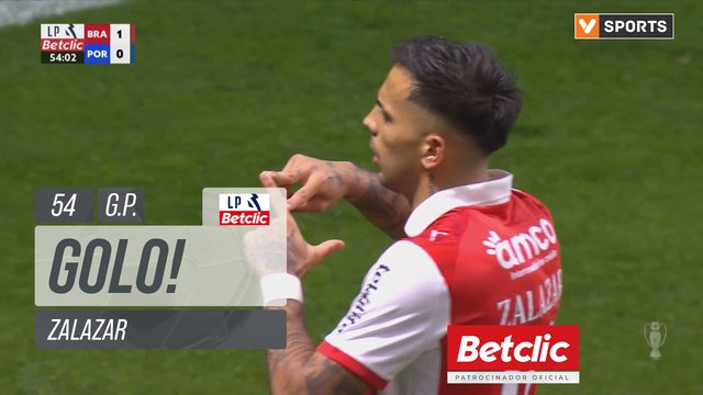 GOLO! Braga, Zalazar aos 54', Braga 1-0 FC Porto