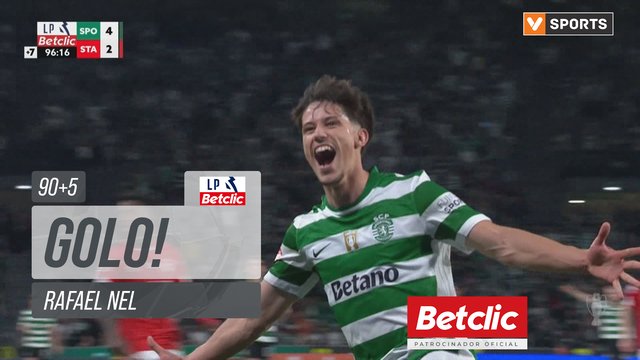 GOLO! Sporting, Rafael Nel aos 90'+5', Sporting 4-2 Santa Clara