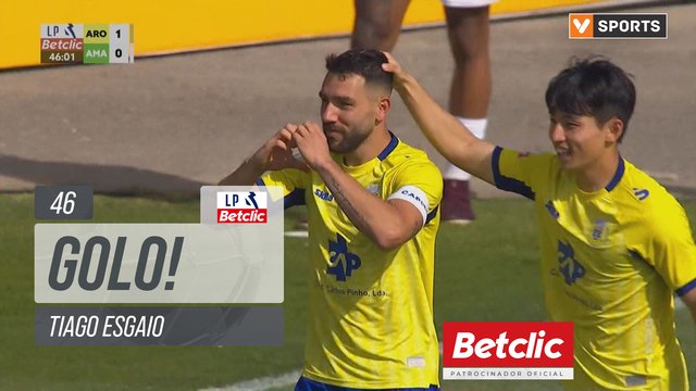 GOLO! Arouca, Tiago Esgaio aos 46', Arouca 1-0 Estrela Amadora