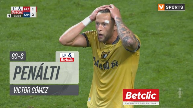 Braga, Penálti, Victor Gómez aos 90'+6'