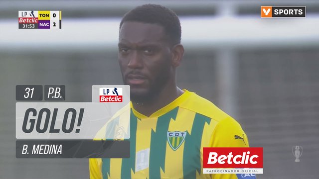 GOLO! Nacional, B. Medina (p.b.) aos 31', Tondela 0-2 Nacional