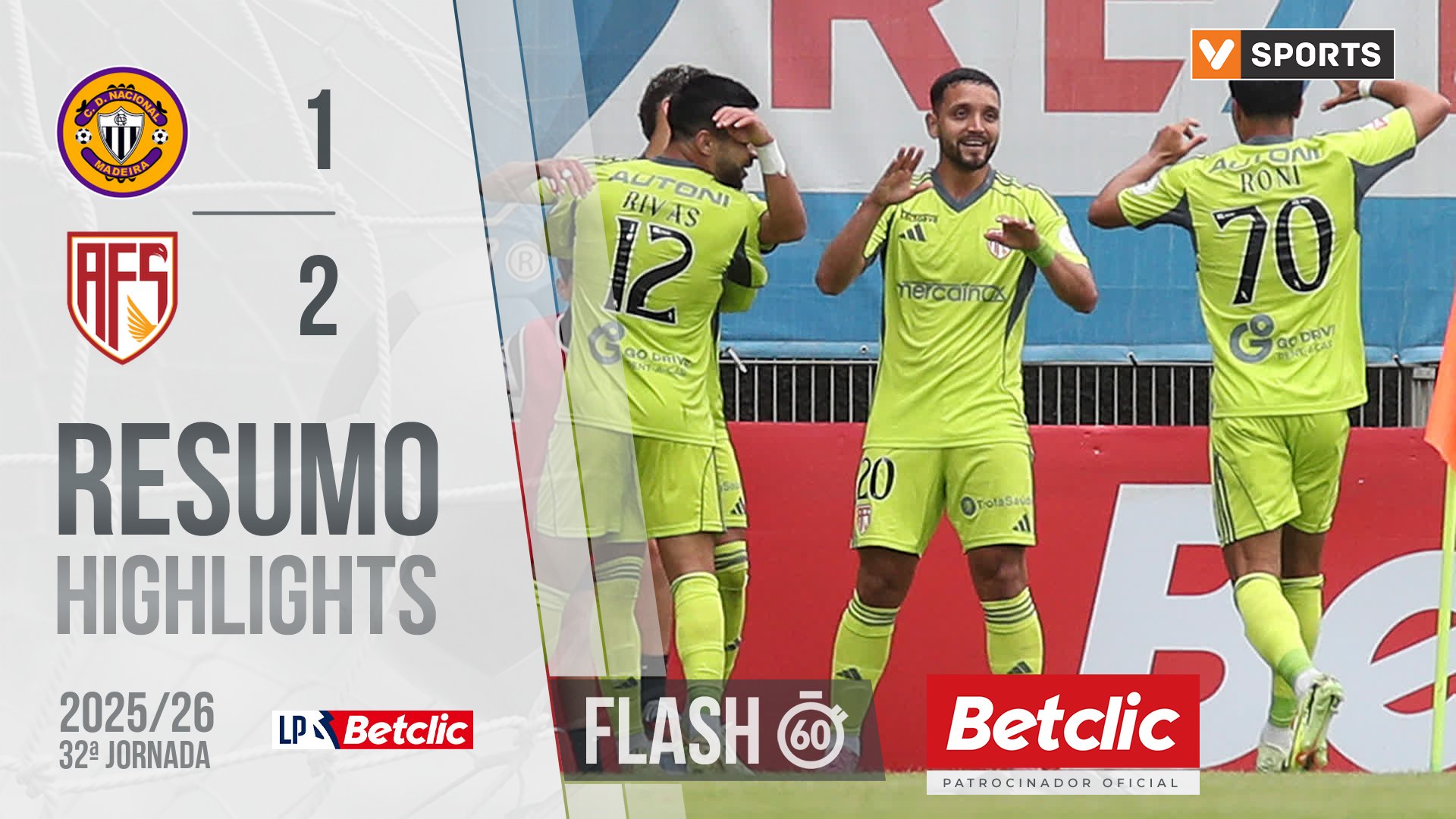 I Liga (32ªJ): Resumo Flash Nacional 1-2 AFS