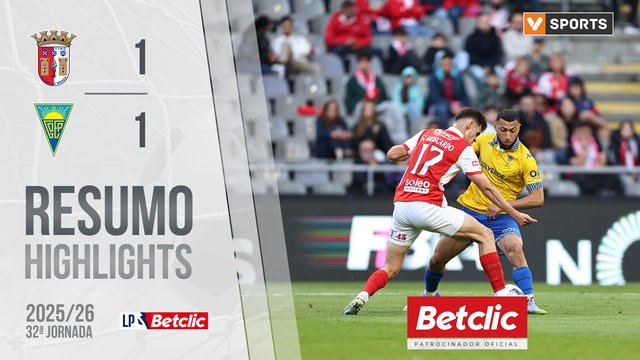 Liga Portugal Betclic (32ªJ): Resumo Braga 1-1 Estoril