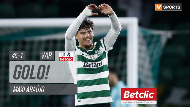 GOLO! Sporting, Maxi Araújo aos 45'+1', Sporting 3-0 Vitória SC