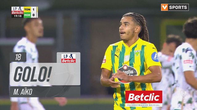 GOLO! Tondela, M. Aïko aos 18', Tondela 1-0 Moreirense