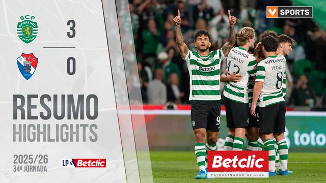 Liga Portugal Betclic (34ªJ): Resumo Sporting 3-0 Gil Vicente