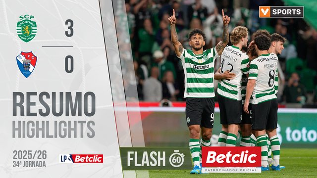 Liga Portugal Betclic (34ªJ): Resumo Flash Sporting 3-0 Gil Vicente
