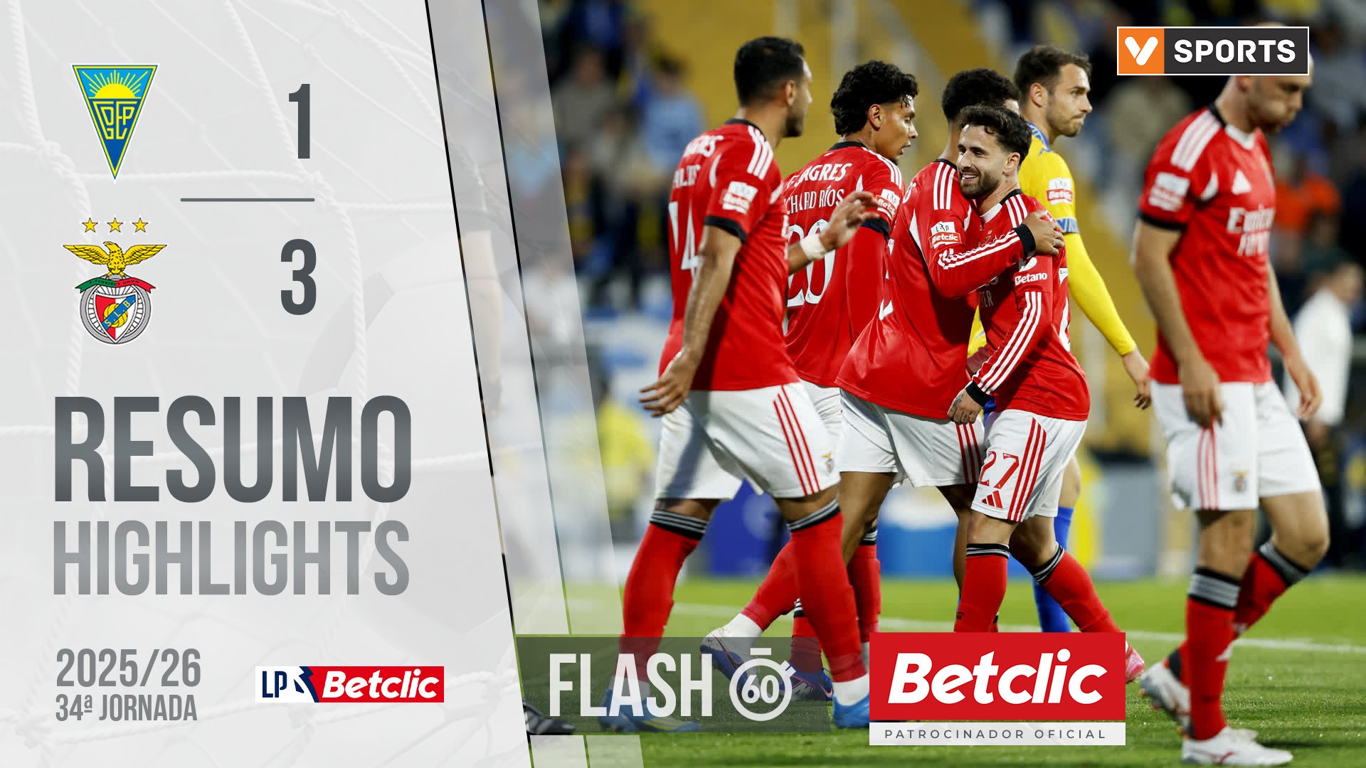I Liga (34ªJ): Resumo Flash Estoril 1-3 Benfica