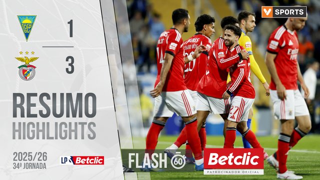 Liga Portugal Betclic (34ªJ): Resumo Flash Estoril 1-3 Benfica