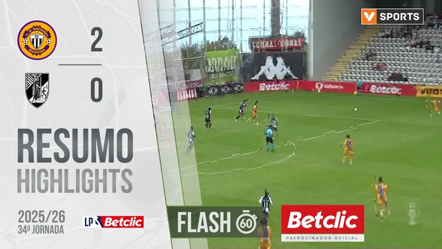 Liga Portugal Betclic (34ªJ): Resumo Flash Nacional 2-0 Vitória SC