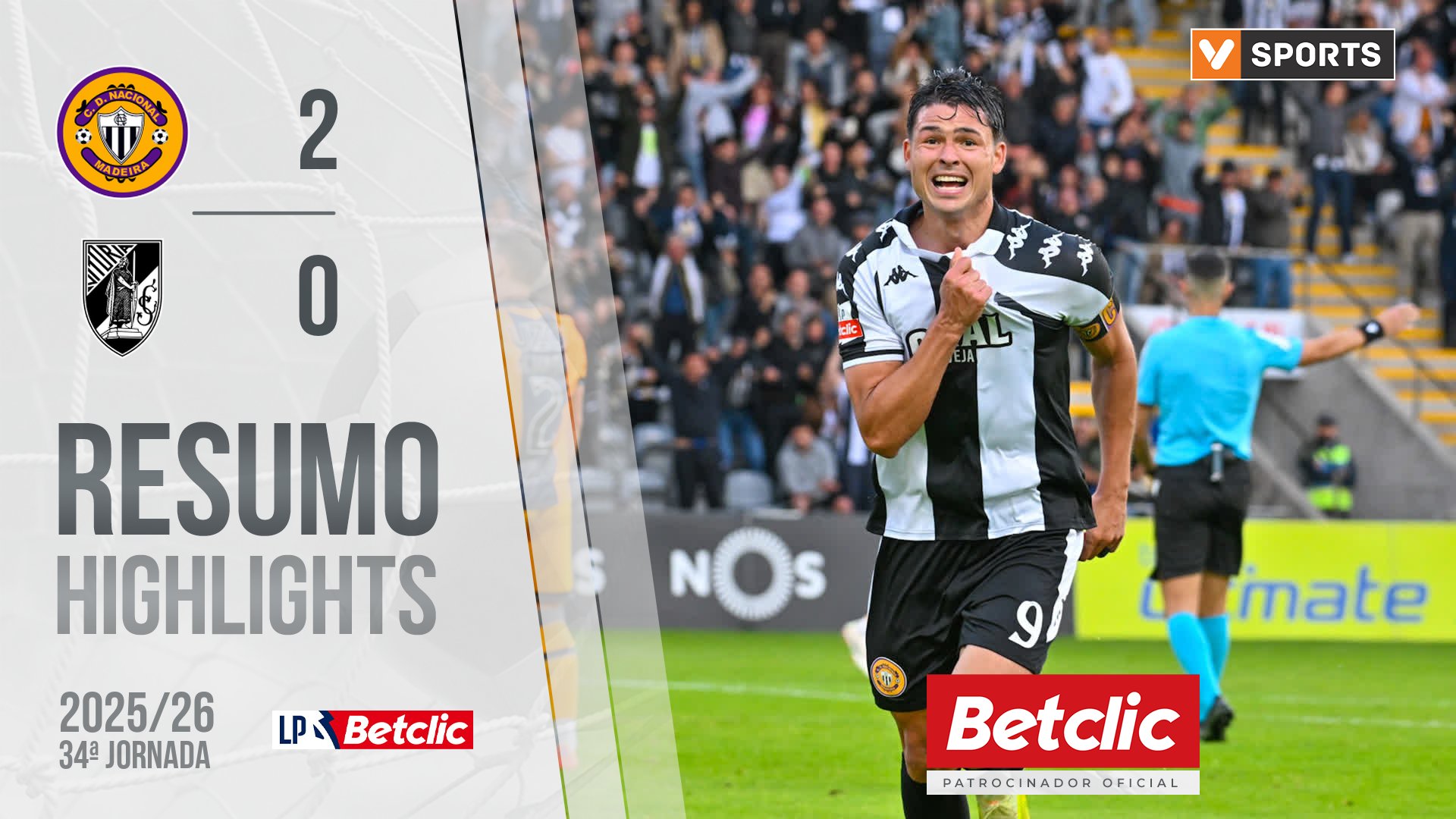 Liga Portugal Betclic (34ªJ): Resumo CD Nacional 2-0 Vitória SC