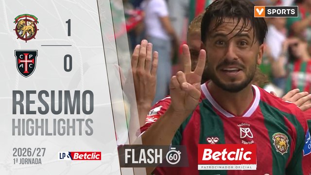 Liga Portugal Betclic (1ªJ): Resumo Flash Marítimo 1-0 Casa Pia
