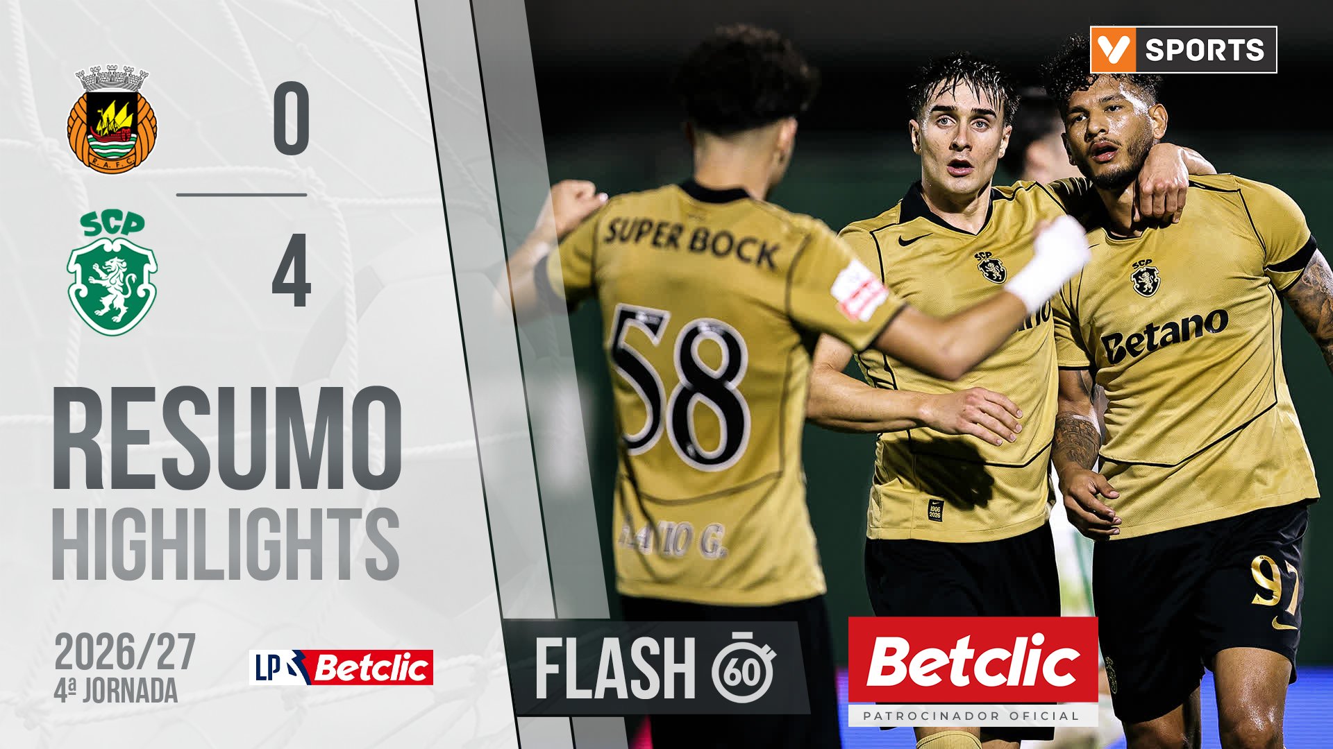 Liga Portugal Betclic (4ªJ): Resumo Flash Rio Ave 0-4 Sporting