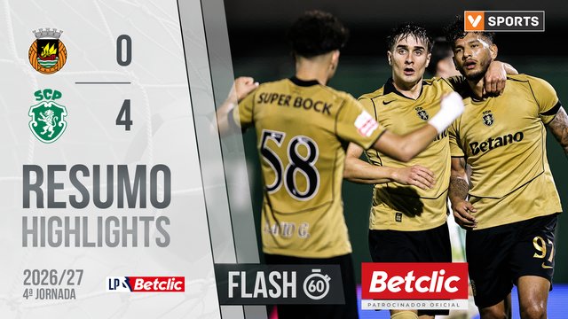 Liga Portugal Betclic (4ªJ): Resumo Flash Rio Ave 0-4 Sporting