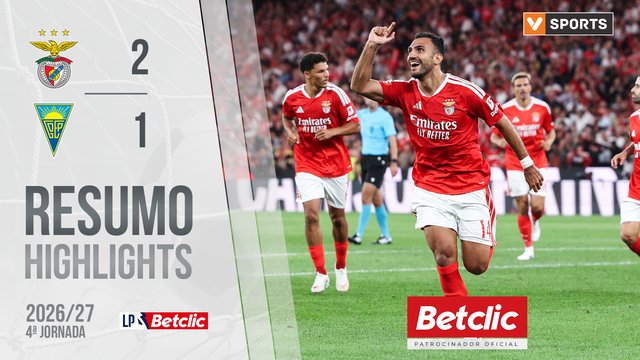 Liga Portugal Betclic (4ªJ): Resumo Benfica 2-1 Estoril