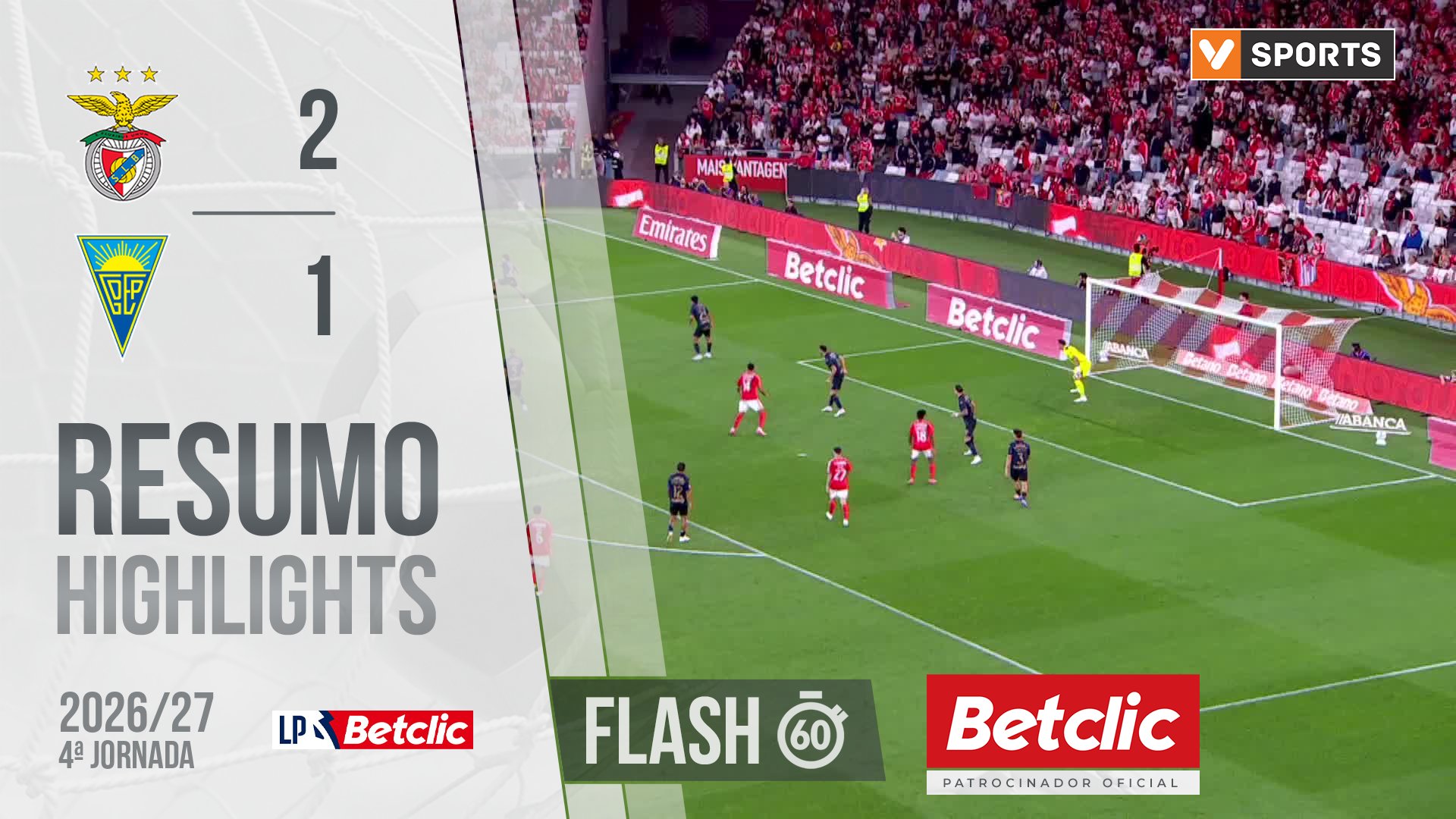 Liga Portugal Betclic (4ªJ): Resumo Flash Benfica 2-1 Estoril