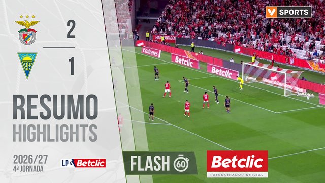 Liga Portugal Betclic (4ªJ): Resumo Flash Benfica 2-1 Estoril