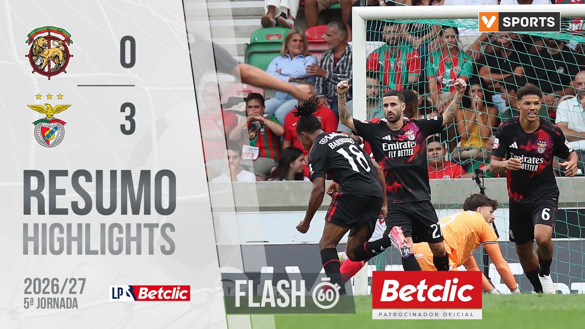 Liga Portugal Betclic (5ªJ): Resumo Flash Marítimo 0-3 Benfica