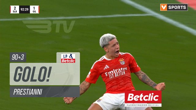GOLO! Benfica, Prestianni aos 90'+3', Benfica 3-1 Gil Vicente