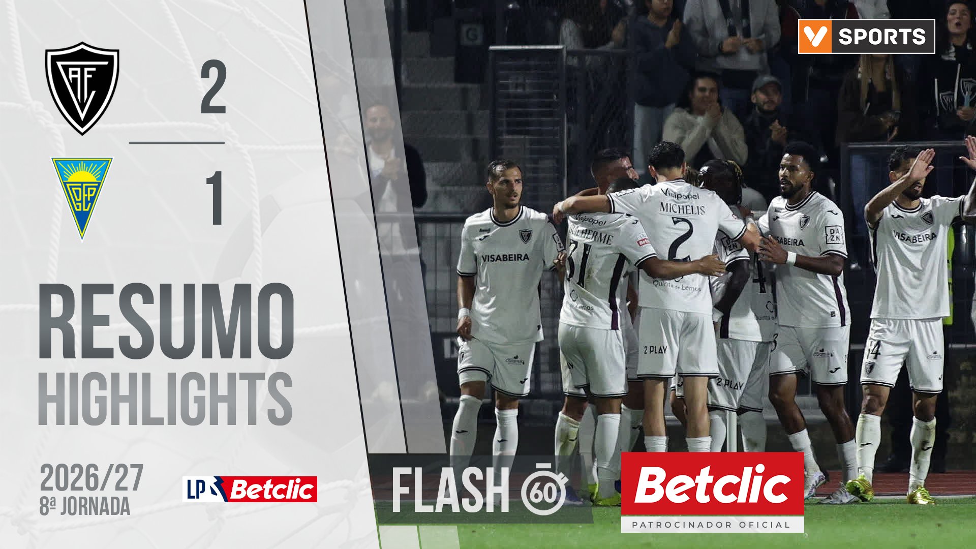 Liga Portugal Betclic (8ªJ): Resumo Flash Académico 2-1 Estoril