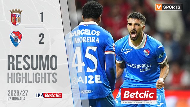 Liga Portugal Betclic (2ªJ): Resumo Braga 1-2 Gil Vicente
