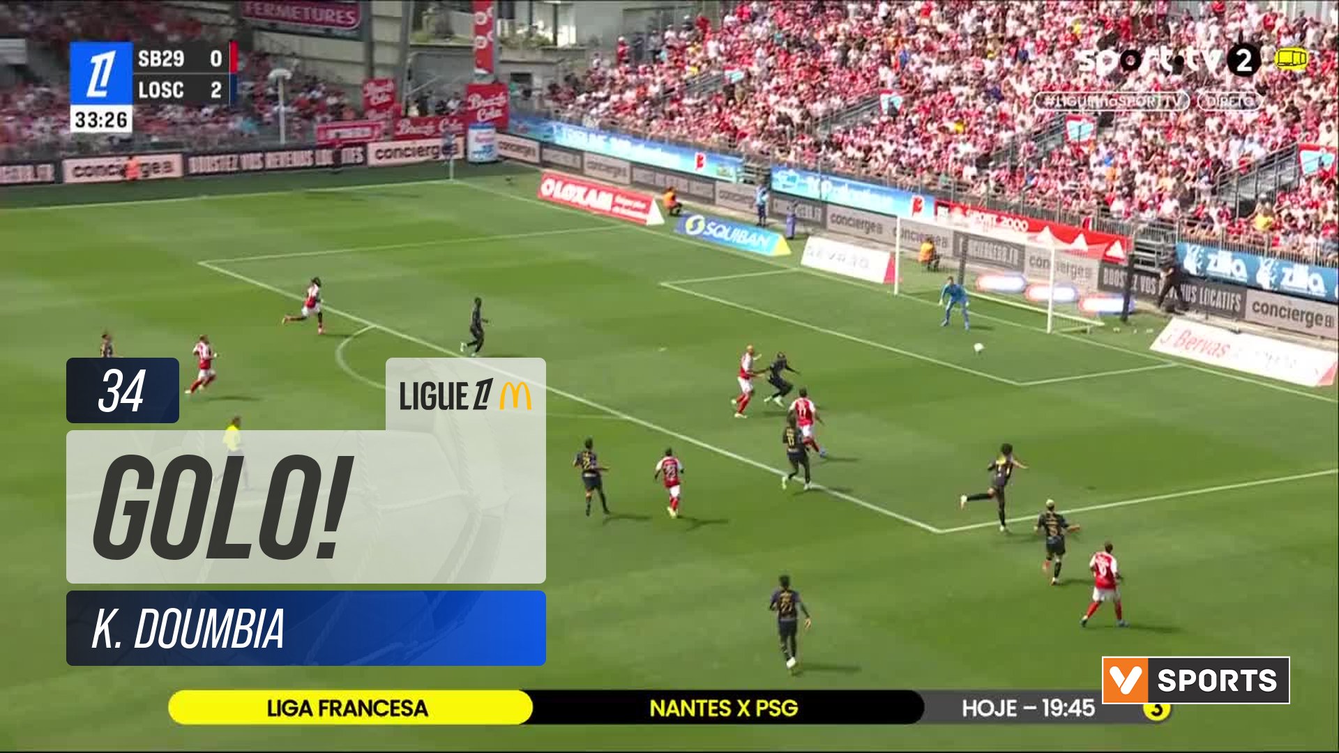 GOLO! Brest, K. Doumbia aos 34', Brest 1-2 Lille