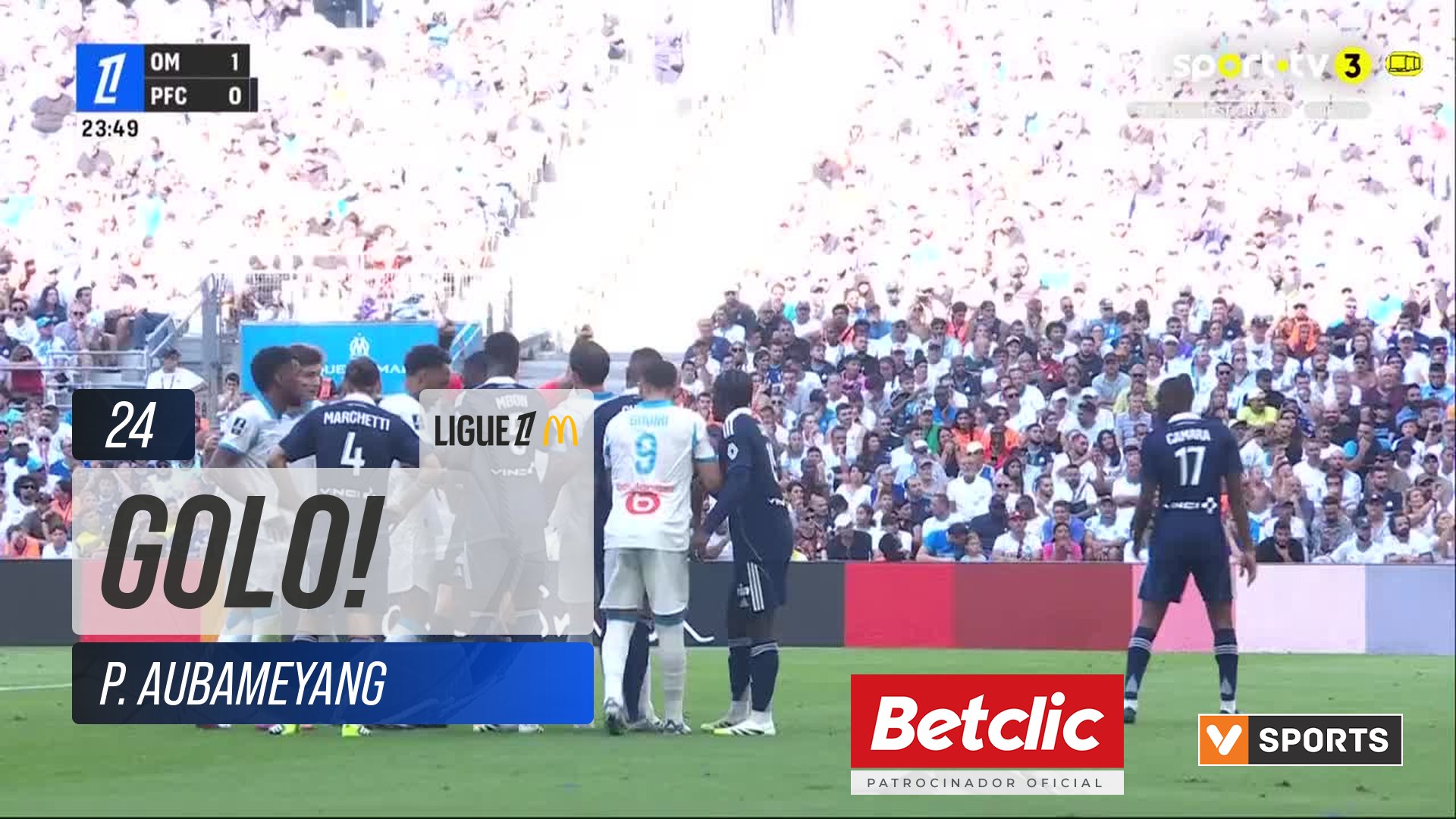 GOLO! Marselha, P. Aubameyang aos 24', Marselha 2-0 Paris FC